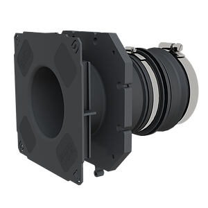 Wall sleeve with foldable rubber sleeve - for setting in concrete and connecting cable ducts