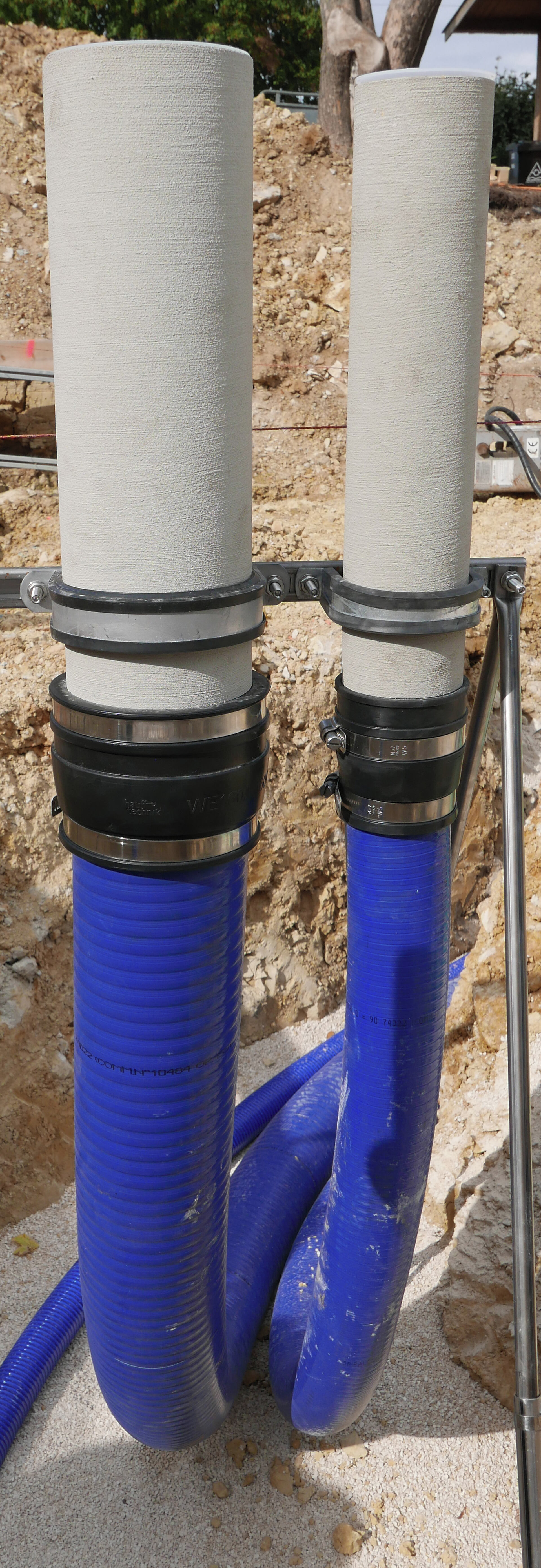 Zement-Verbund-Rohr mit Manschette - KES MA150 ZVR150/500 - Bodeneinführung  für Hateflex-Spiralschlauch - Hauff-Technik