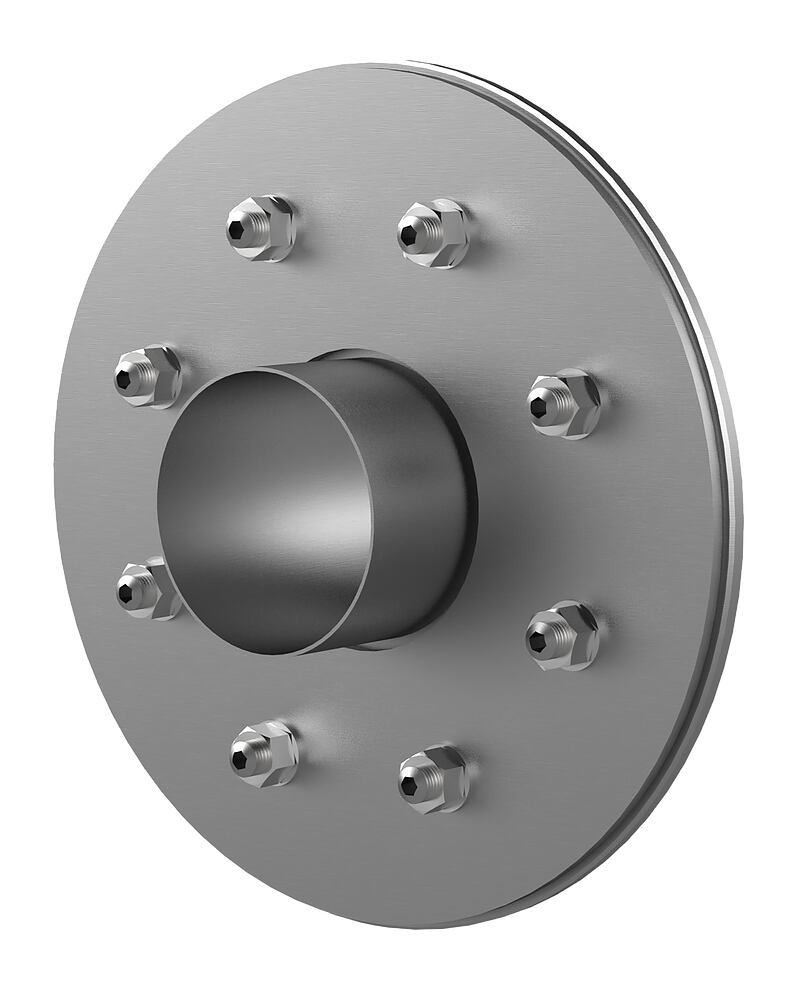 Fixed/loose flange wall sleeve made from stainless steel - for setting in concrete for black tank according to DIN 18533